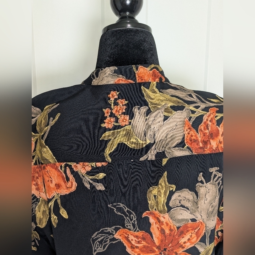 Vintage Caroline Little Women Floral Mandarin Collar Button Down Tunic Shirt Sz6 - Picture 10 of 12